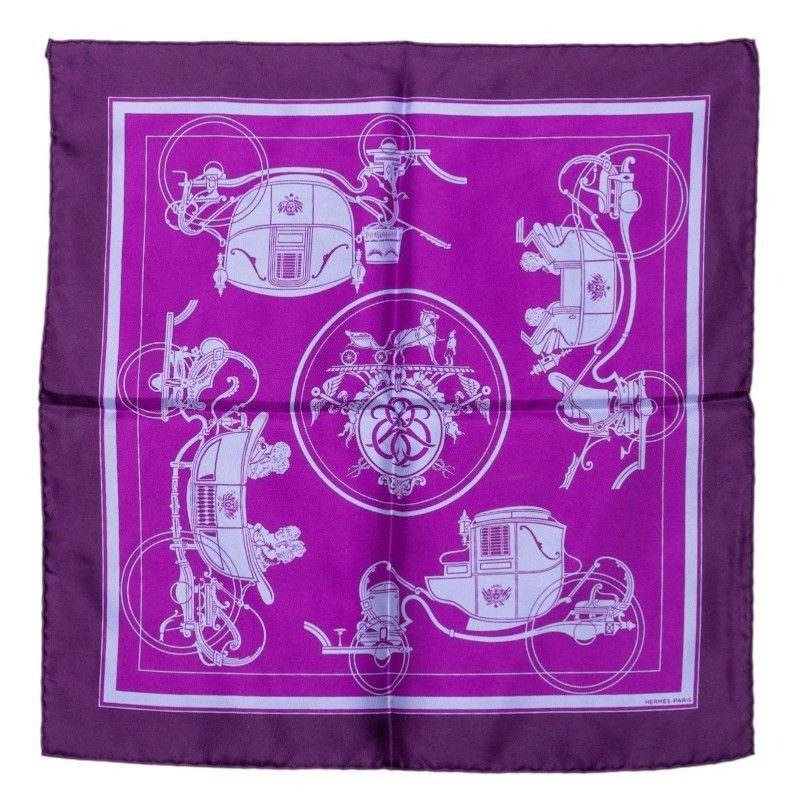 Hermes Carre 40 Ex Libris Scarf Purple Silk