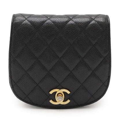 Chanel Quilted Belt Bag Waist Pouch Body Caviar Leather Black