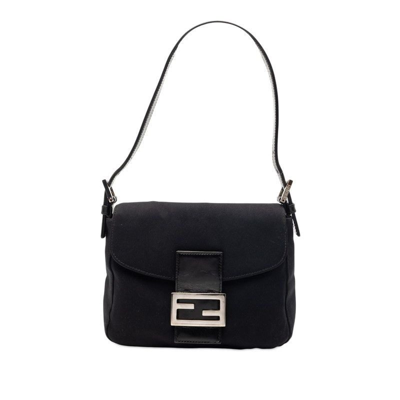 Fendi Mamma Bucket Shoulder Bag Black Cotton Canvas