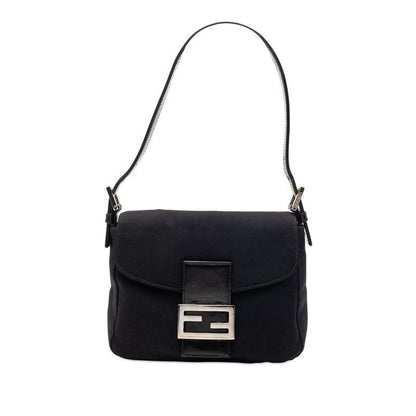 Fendi Mamma Bucket Shoulder Bag Black Cotton Canvas