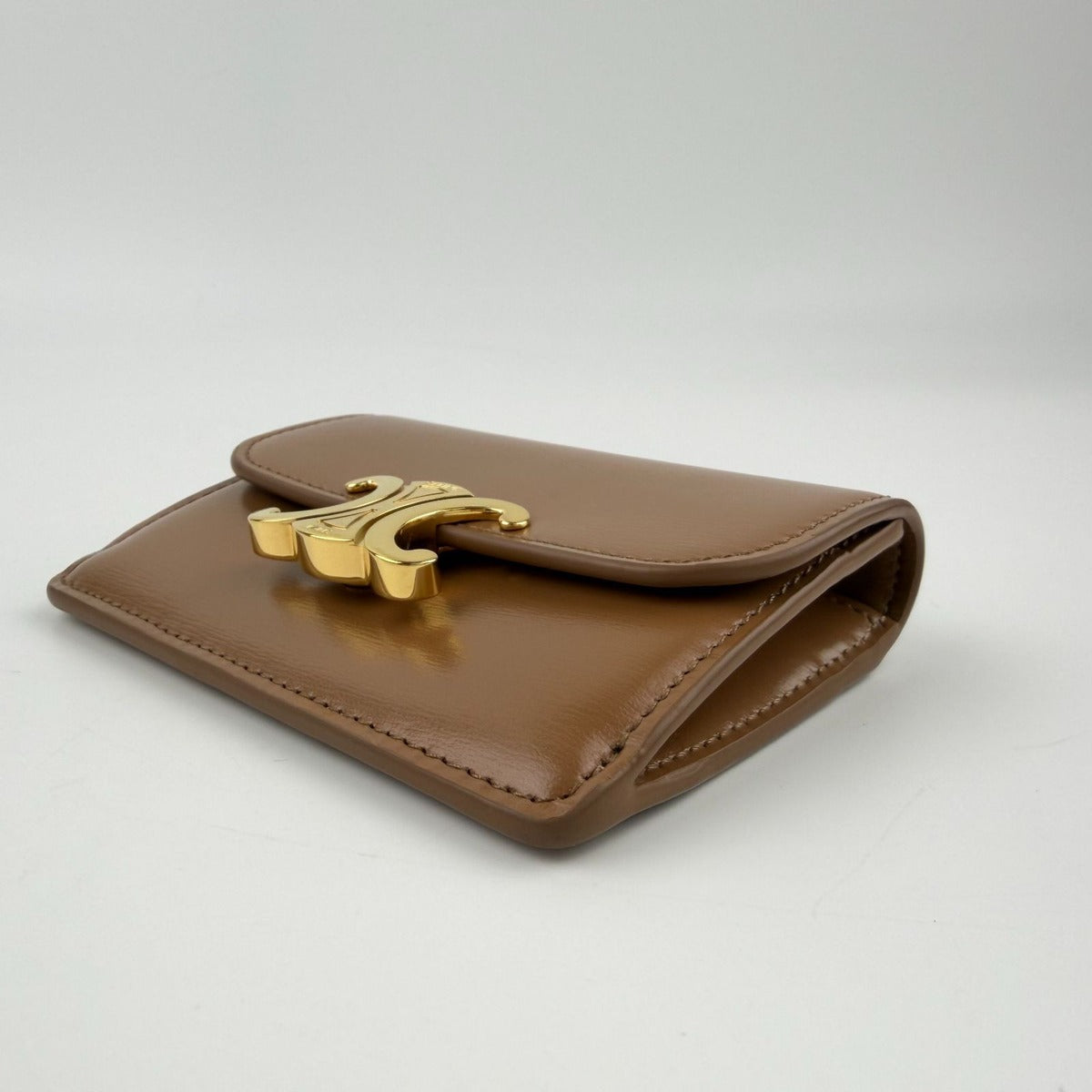 Celine Triomphe Card Holder Brown Leather Vintage — view 9