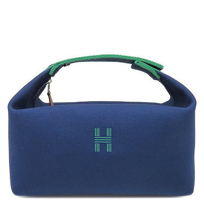 Hermes Pouch Brid-a-brac GM Cotton Marine Silver Blue Navy Green Vanity H Logo