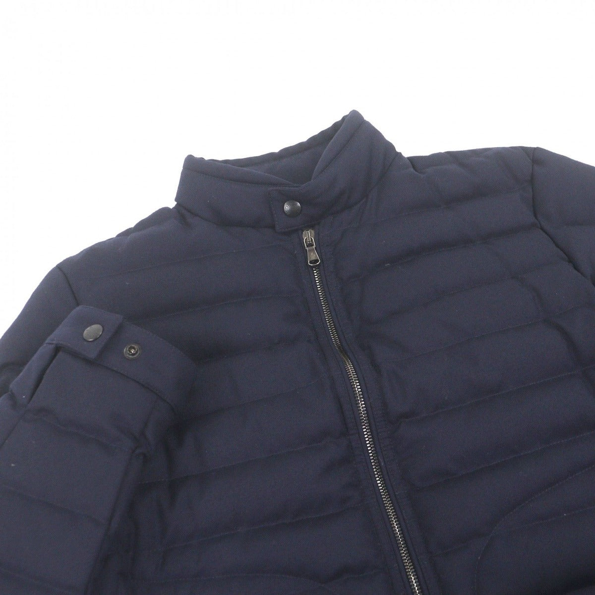 Moncler Delabost Giubbotto Wool Stand Collar Double Zip Down Jacket Navy 3 — view 2