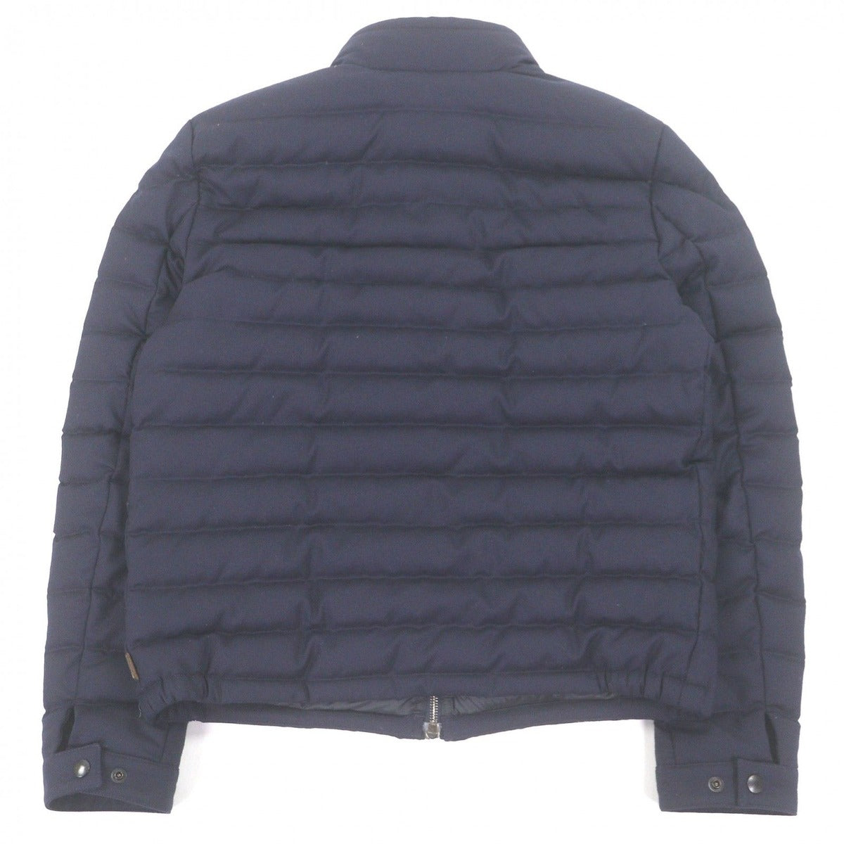 Moncler Delabost Giubbotto Wool Stand Collar Double Zip Down Jacket Navy 3 — view 4