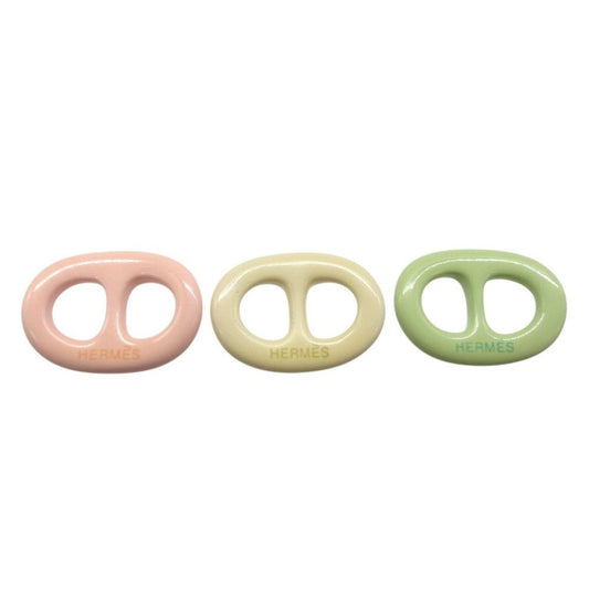 Hermes Tribo Chaine D'ancre Lacquer Wood Ivory Pastel Pink Green Ring