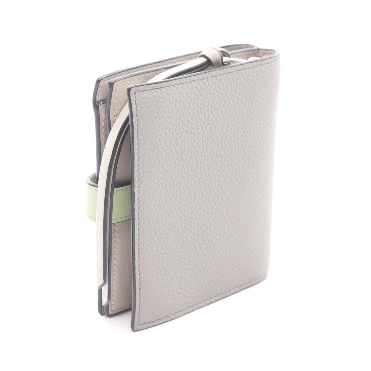 Loewe Bifold Wallet Anagram Compact Zip Gray Yellow Green Leather — view 2