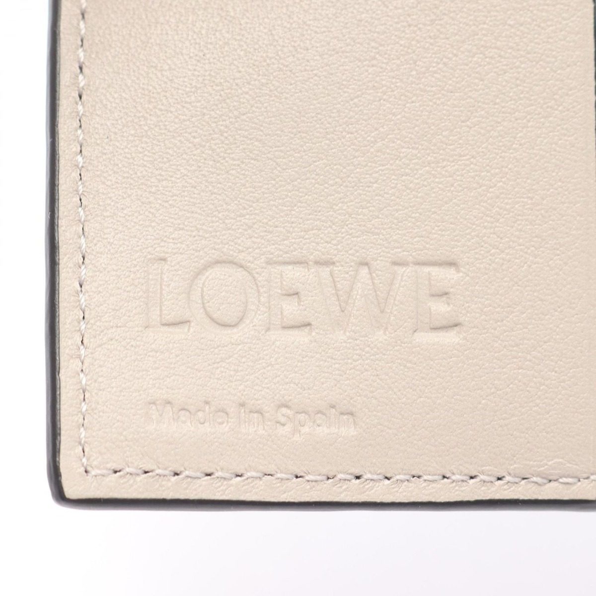 Loewe Bifold Wallet Anagram Compact Zip Gray Yellow Green Leather — view 5