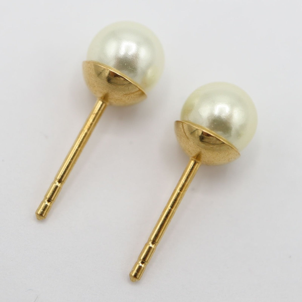 Dior Earrings Faux Pearl Rhinestone Pink — view 3