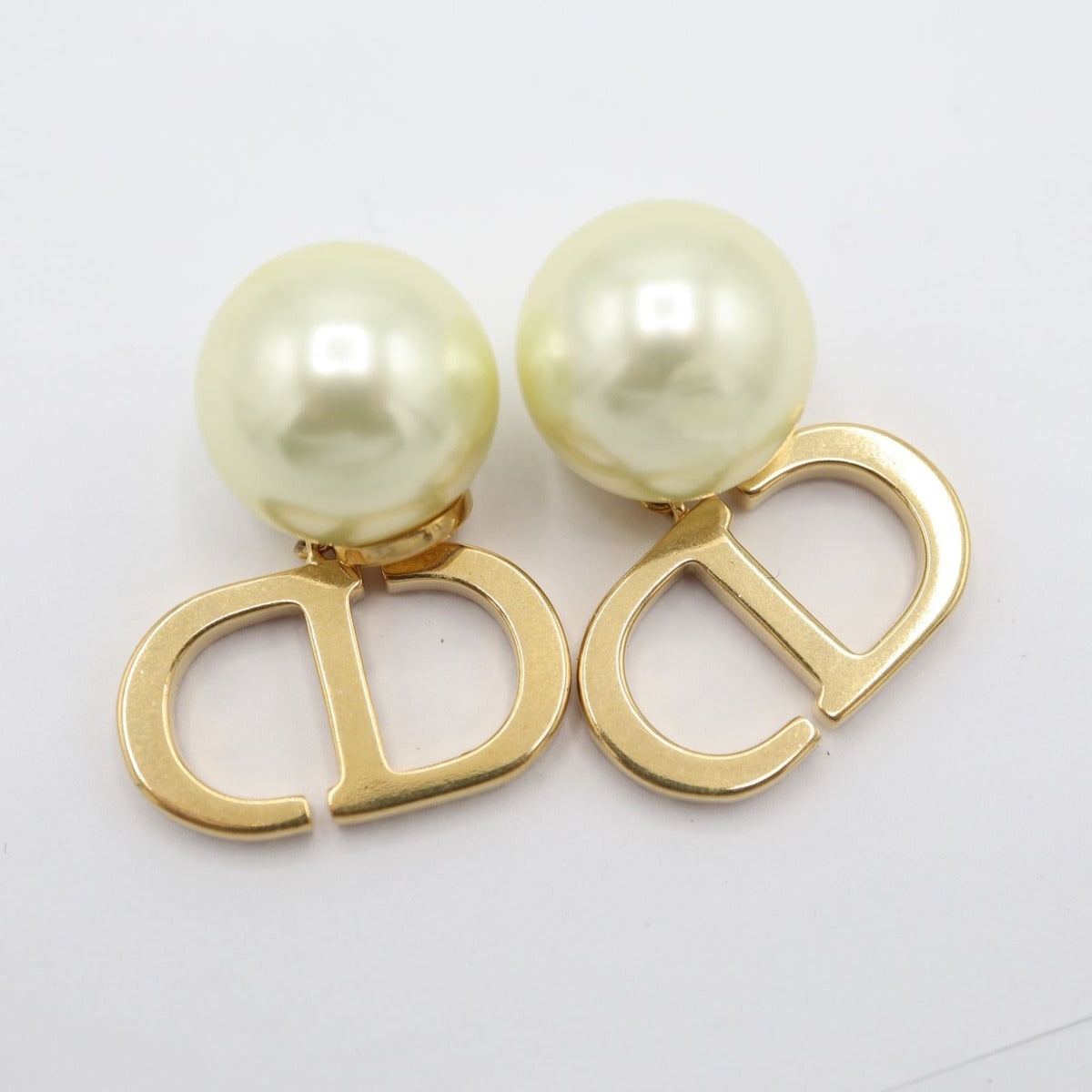 Dior Earrings Faux Pearl Rhinestone Pink — view 5