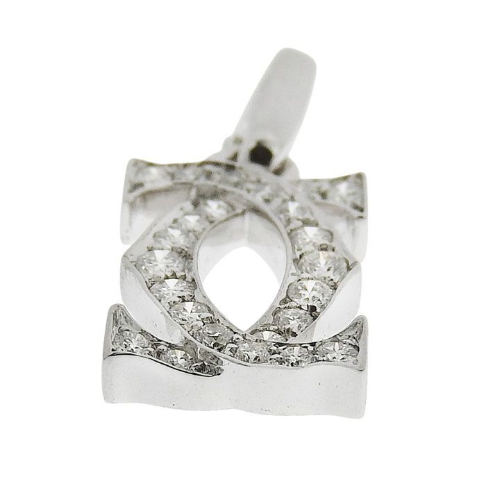 Cartier 2C Diamond Pendant Top 18K White Gold 750 White Gold Diamond Charm