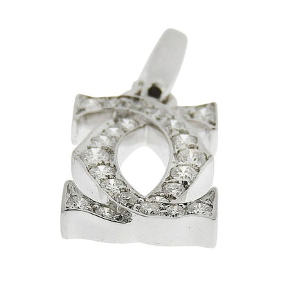 Cartier 2C Diamond Pendant Top 18K White Gold 750 White Gold Diamond Charm