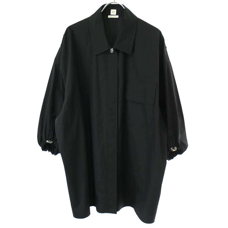 Hermes 22ss Draw String Ring Short Sleeve Over Blouse Shirt 2e0604dj Black 40