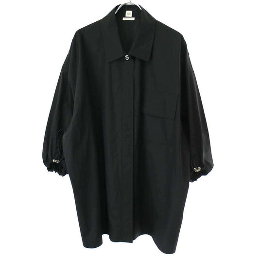 Hermes 22ss Draw String Ring Short Sleeve Over Blouse Shirt 2e0604dj Black 40