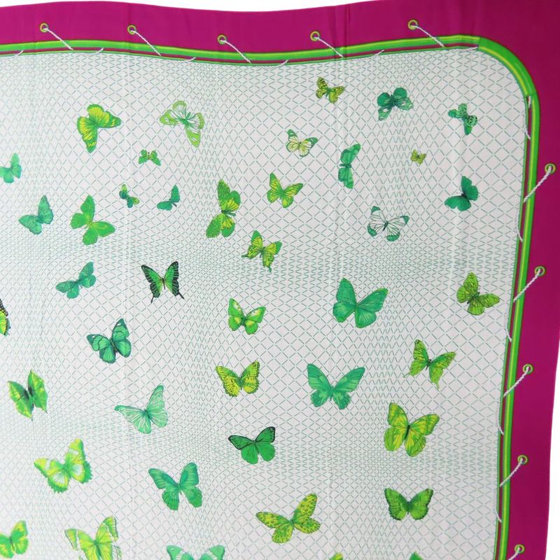 Hermes Shawl Pareo Cotton Purple White Green Butterfly Large Scarf Women Hermes