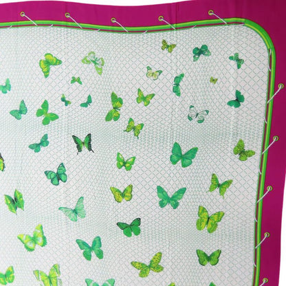 Hermes Shawl Pareo Cotton Purple White Green Butterfly Large Scarf Women Hermes