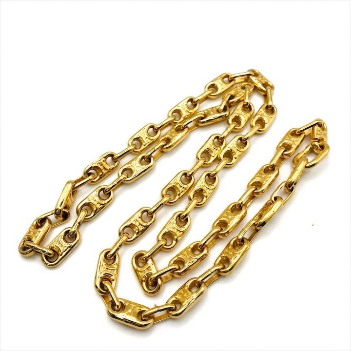 Celine Triomphe Long Chain Necklace Gold