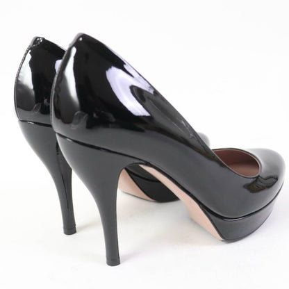 Gucci 309999 Round Toe Patent Leather Pumps Black 35.5 Women