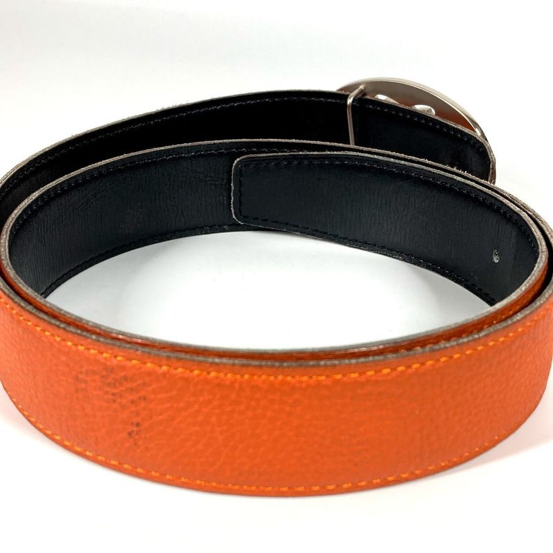 Hermes Belt Double H Logo Buckle Leather Orange