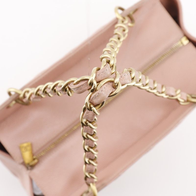 Chanel Matelasse Coco Mark Chain Tote A15688 Caviar Skin Pink Ladies Tote Bag