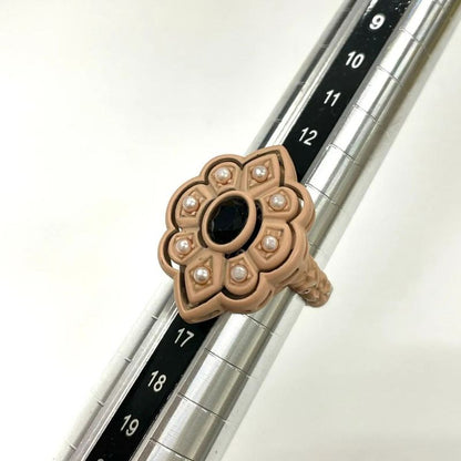 Gucci Michele Period Stone Faux Pearl Flower Ring 14 (actual Size 15) Rings
