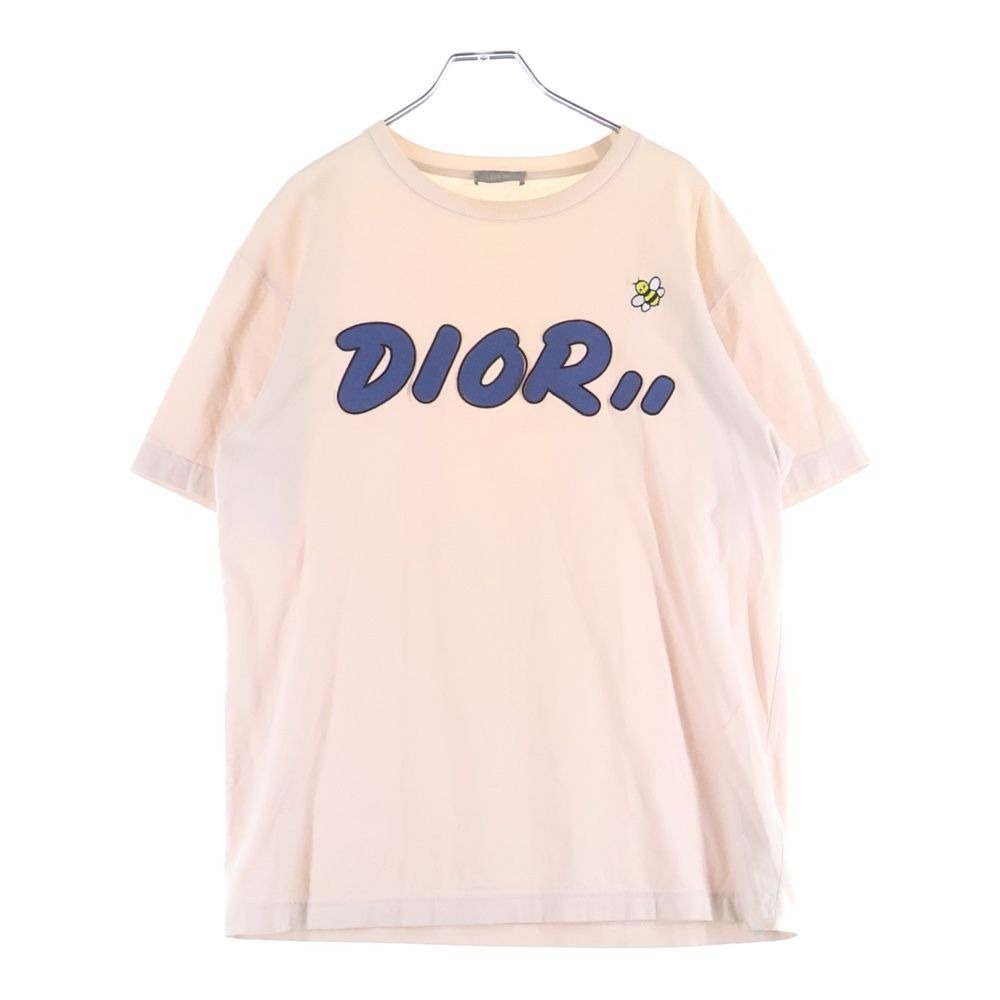 Dior Kaws Bee Logo Tee Embroidery Short Sleeve T-Shirt Pink