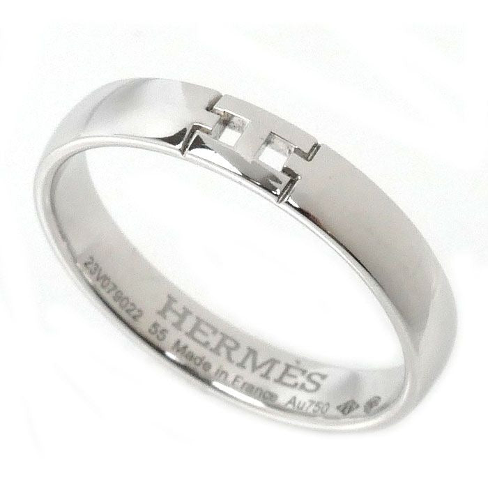 Hermes 18K White Gold Hera Cles Ring 55