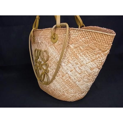 Loewe Anagram Straw Leather Basket Bag Handbag Tote Women Beige Ft0538 — view 3