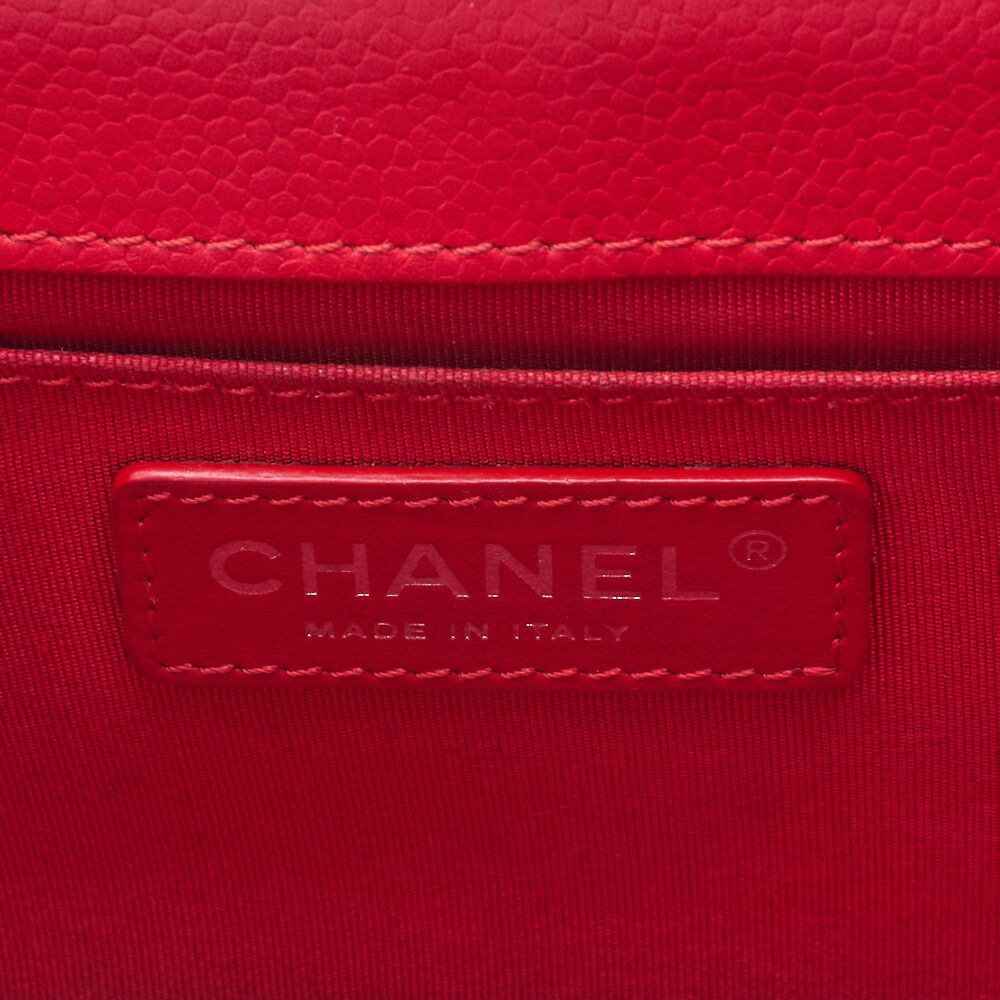 Chanel Matelasse Coco Push Lock Chain Shoulder Caviar Skin Red (silver Hardware)
