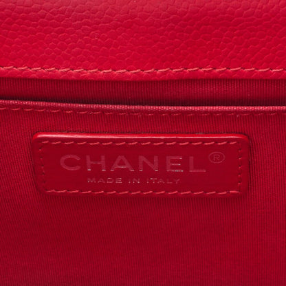 Chanel Matelasse Coco Push Lock Chain Shoulder Caviar Skin Red (silver Hardware)