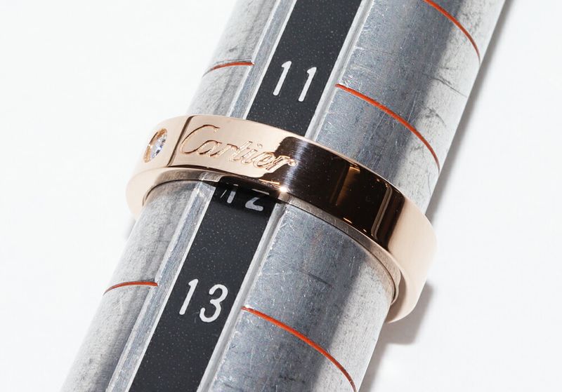 Cartier Ring 18K Pink Gold Diamond 1P (003ct) C De Cartier Ring Engraved Ring