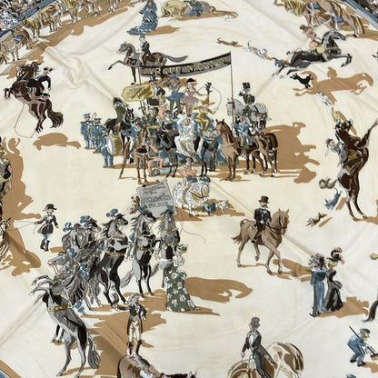 Hermes Scarf Carré 90 Ivory×dark Brown×multi Cirque Molier