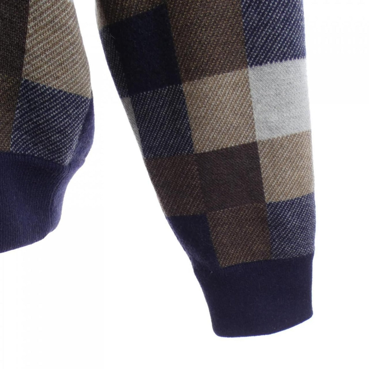Louis Vuitton Damier Cashmere and Wool Blend Hoodie Navy Brown — view 6