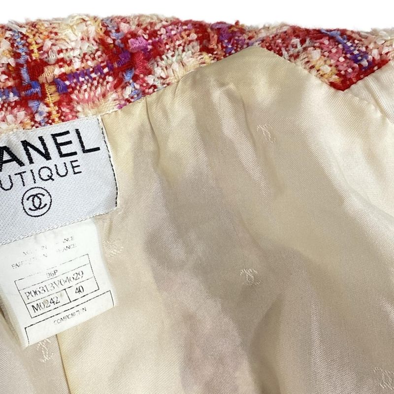 Chanel Jacket Size 40 M Ladies - P06313 Red X Ivory X Light Blue Long Sleeves /