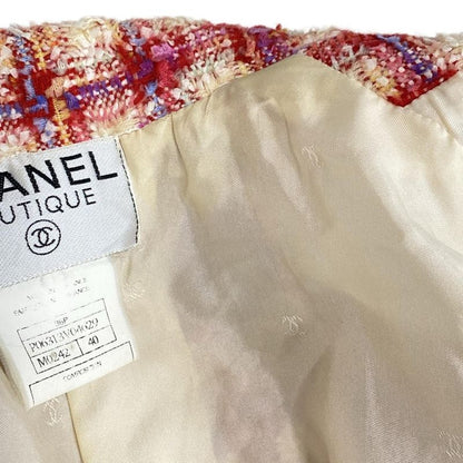 Chanel Jacket Size 40 M Ladies - P06313 Red X Ivory X Light Blue Long Sleeves /