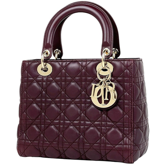 Dior Handbag Leather Burgundy
