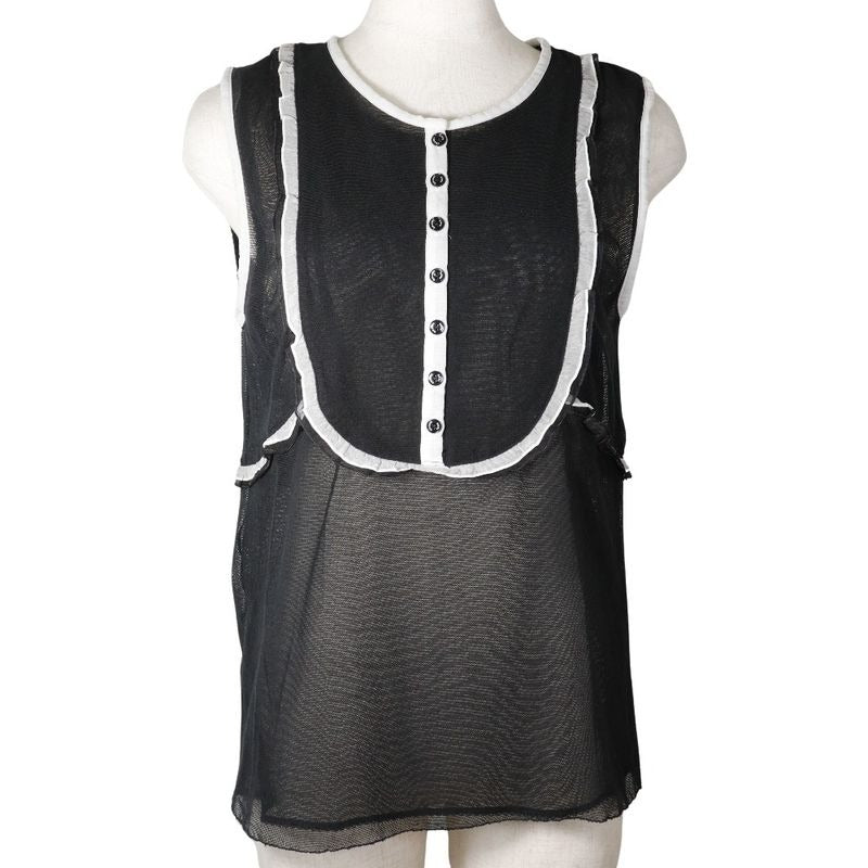 Chanel Sleeveless 07 P Cotton Black Women Tank Top