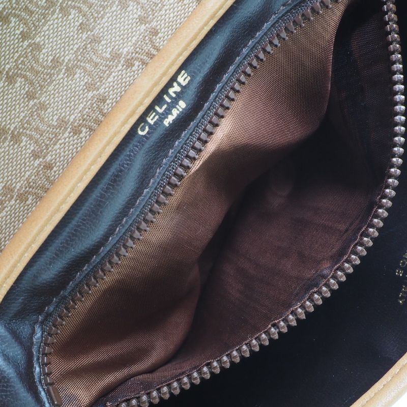 Celine Old Celine Macadam Pattern PVC Beige Ladies Shoulder Bag