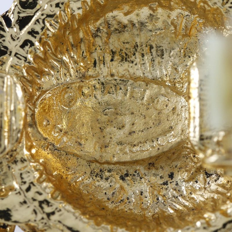 Chanel Coco Mark Matelasse Chain Vintage Gold Plated Ladies 19.1g Earring