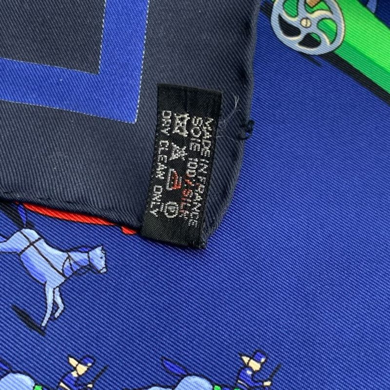 Hermes Carre 90 Raconte Moi Le Cheval Talking About Horses Navy Scarf 100% Silk