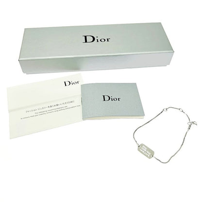 Christian Dior Metal Dog Tag Plate Bracelet Silver 412180 Bracelet