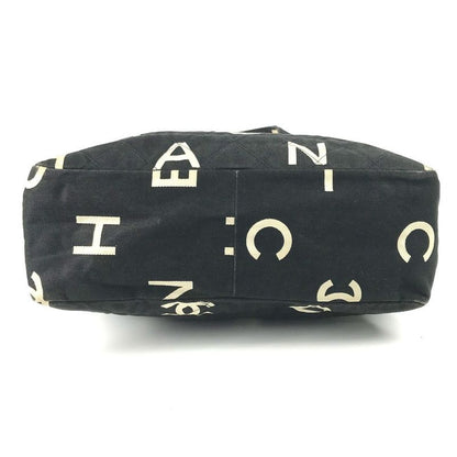 Chanel Shoulder Bag Logo Total Leather / Canvas Black