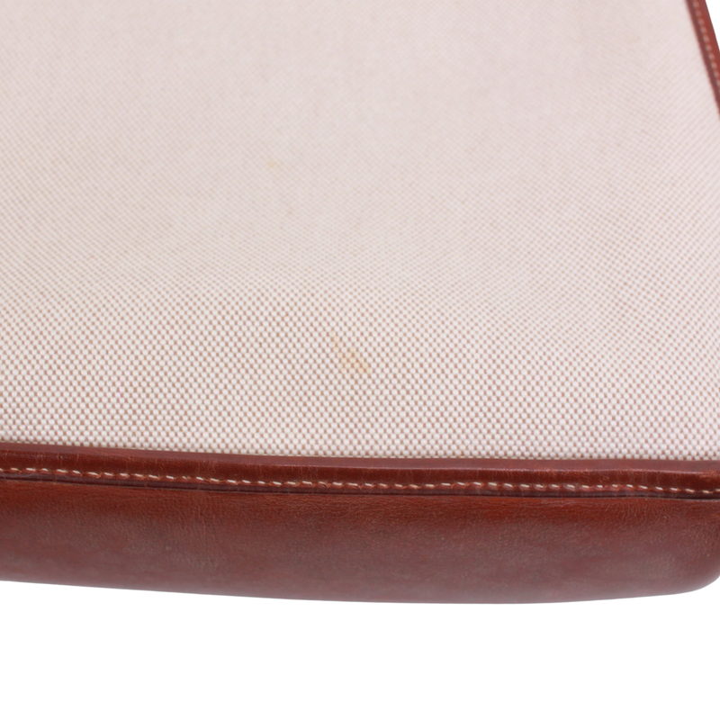 Hermes Vespa PM Toile Ash Brown And Beige Shoulder Bag Gold