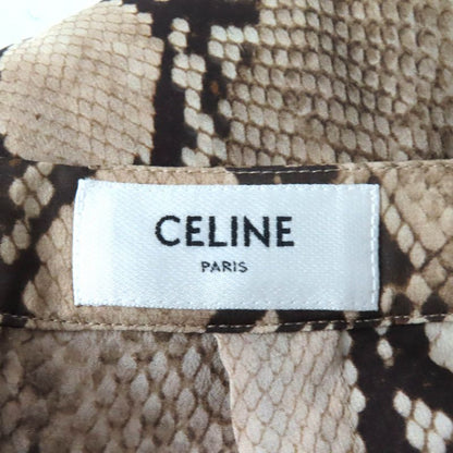Celine 22AW 2j517879s 100% Silk Python Print Knee-length Draped Skirt Brown 34