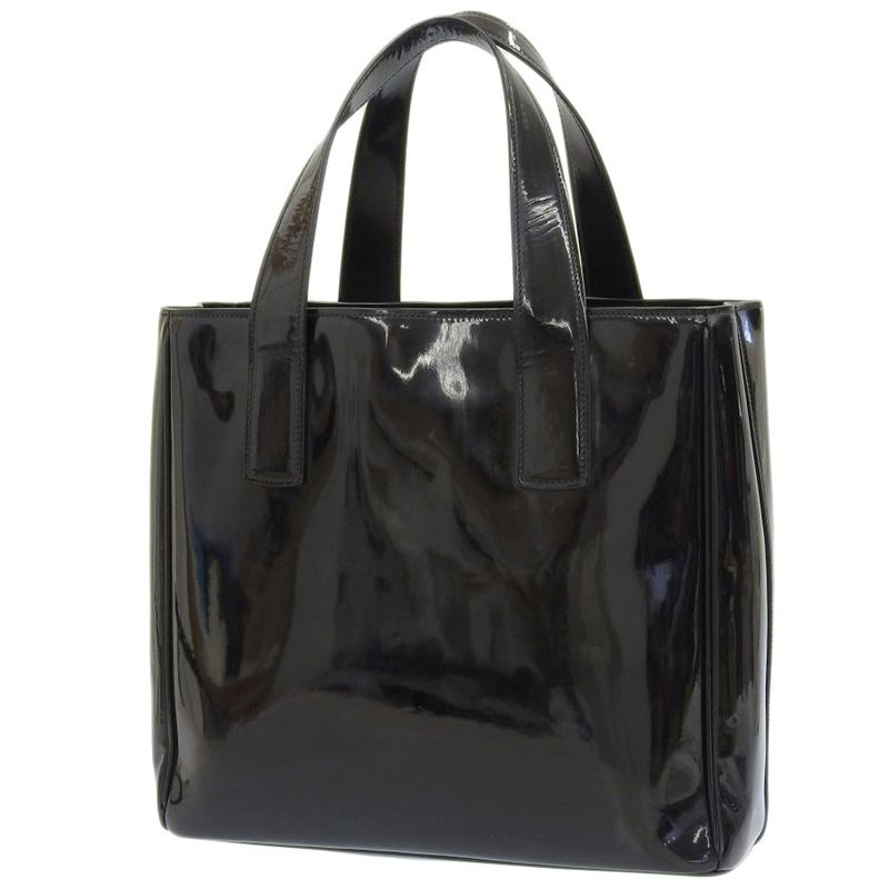Prada Current Mirano Tag Bn2493 Enamel Triangle Logo Tote Bag Black