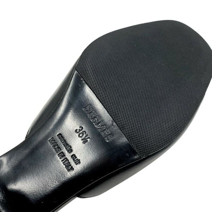 Hermes ELIA Sandals Shoes Leather Black Mule Circle Cut