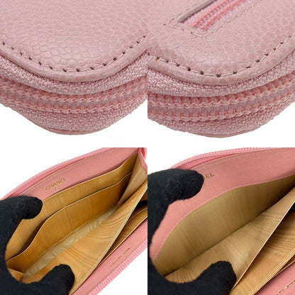 Chanel Round Zipper Long Wallet Caviar Skin 9th Coco Mark Long Wallet Leather