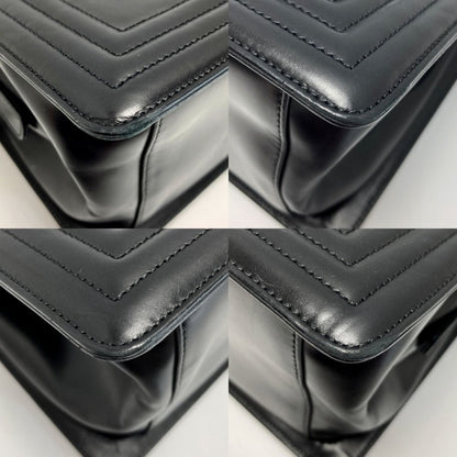 Chanel Boy Chanel Chain Tote Bag Black Leather Coco Mark One Shoulder