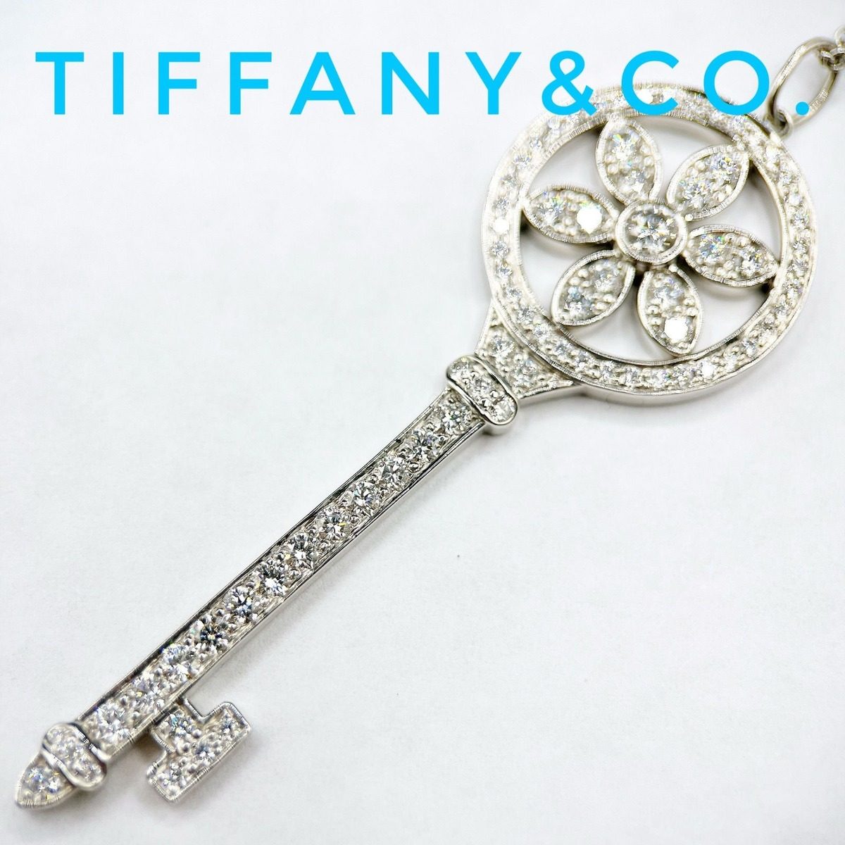 Tiffany & Co Daisy Key Diamond Platinum Necklace 40.5 cm