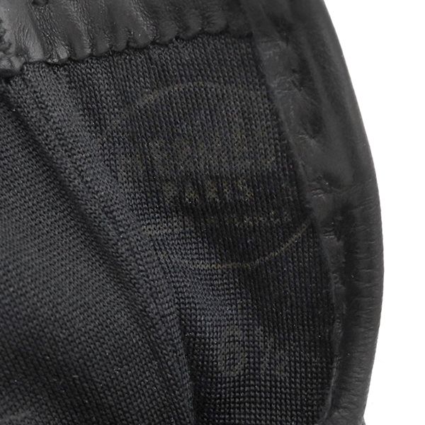 Hermes Gloves Leather Black #6.5 Gold Hardware Black Bolide Kelly [box