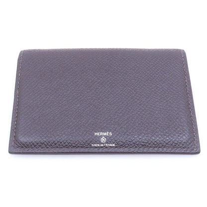 Hermes Petit Ash Natural History Leather Card Case Fixed Era Brown